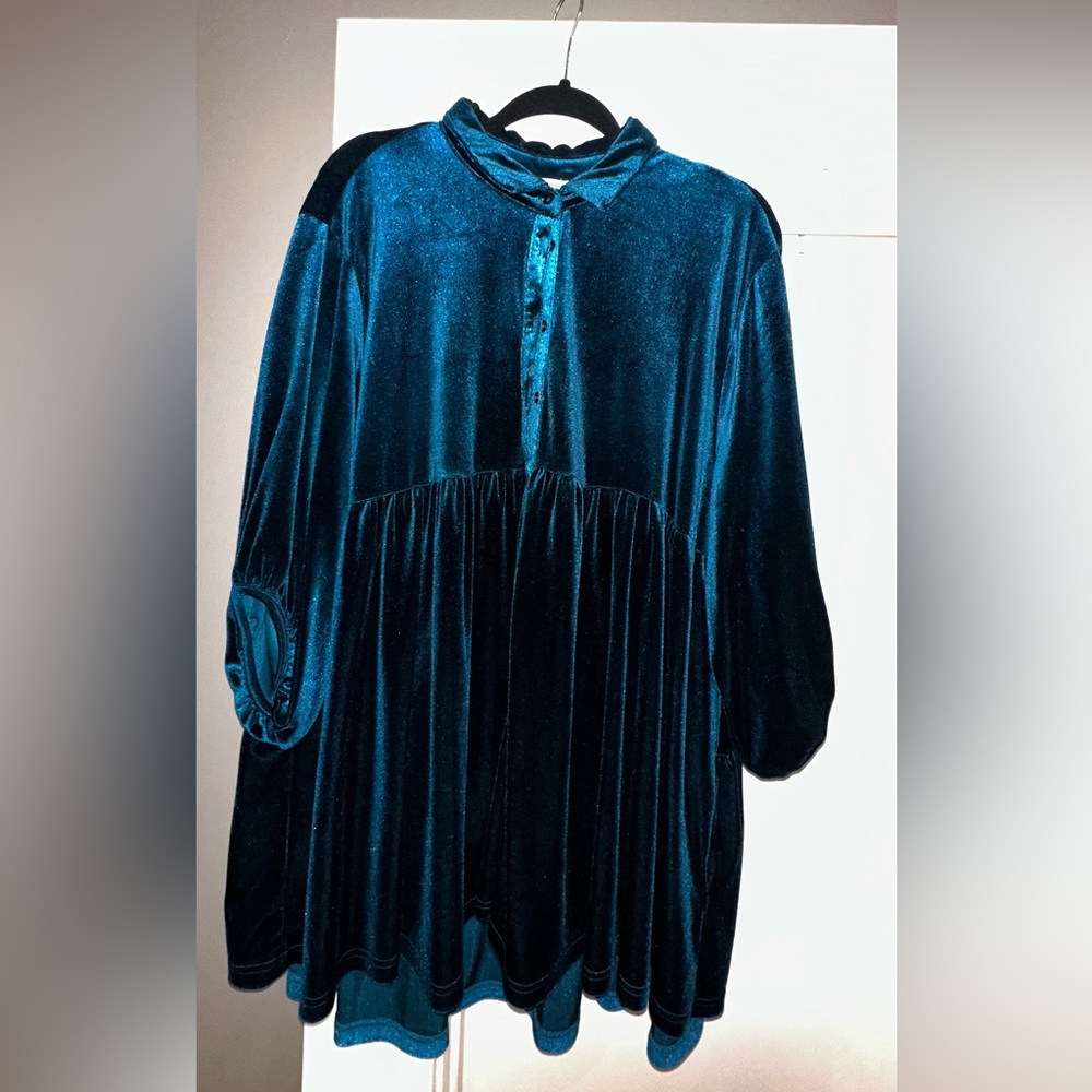 Teal Velvet Dress or can be worn as top